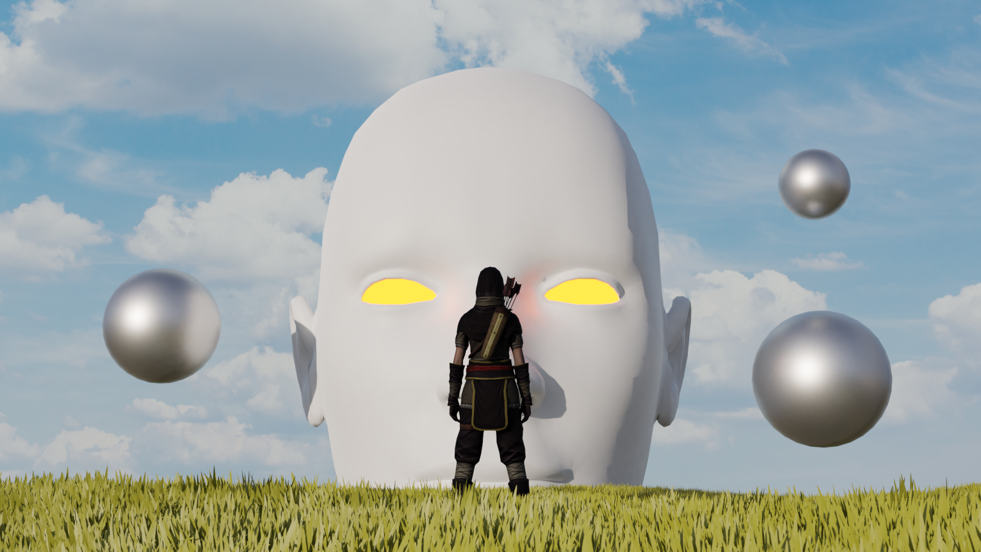 3D sculpted face render with realistic lighting